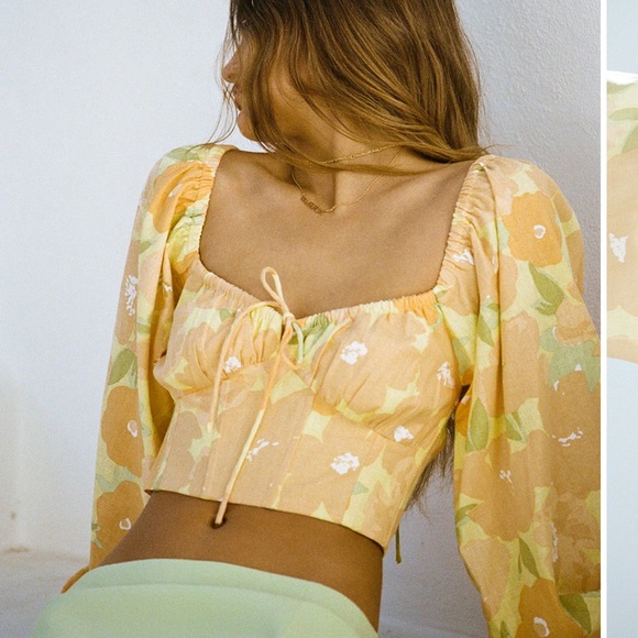 SABO Tops - SABO Jianna Backless Floral Puff Sleeve  Top